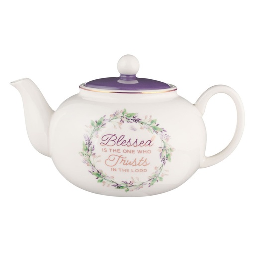 [TEA015] Teapot Blessed Jer 17:7 Purple Floral