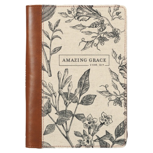 [JL591] Journal Classic Amazing Grace Canvas Brown Zip