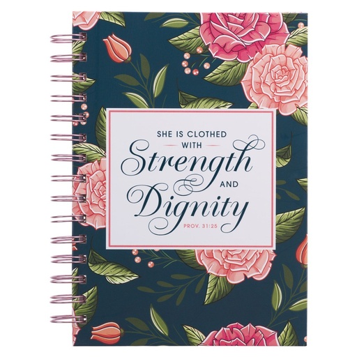 [JLW172] Journal Strength and Dignity Pink Rose Wirebound