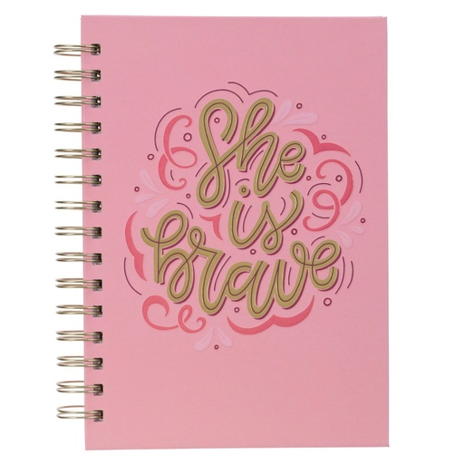 [JLW151] Journal Large She Is Brave Pink Wirebound