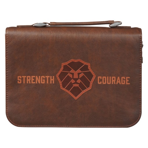 [BBL800] Bible Cover Lg Classic Brown Lion Strength & Courage