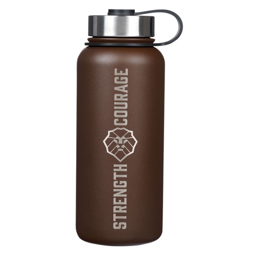 [FLS105] Water Bottle Brown Strength & Courage Brown Lion