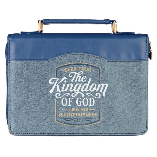 [BBL763] Bible Case Large Kingdom of God Blue Faux Leather
