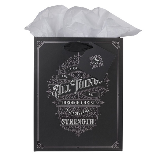 [GBA327] Gift Bag Medium All Things Through Christ Black