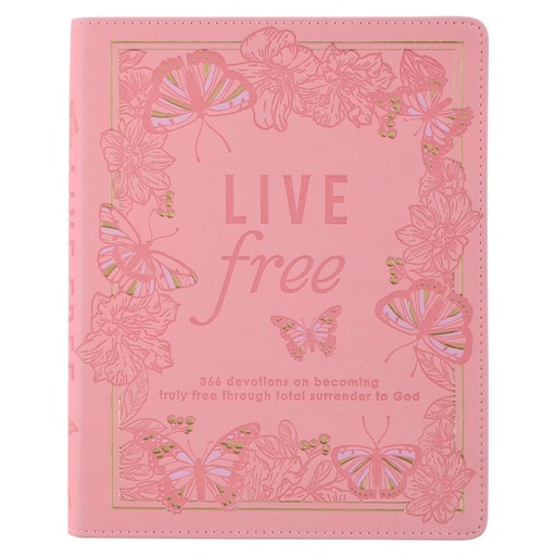 [DEV228] Live Free 366 Devotions Pink Faux Leather