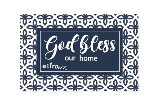 [HEFM5132-OM] Floor Mat God Bless Our Home Blue