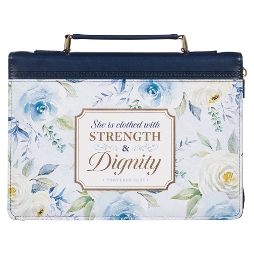 [BBL802] Bible Case Large Strength & Dignity Blue Flowers