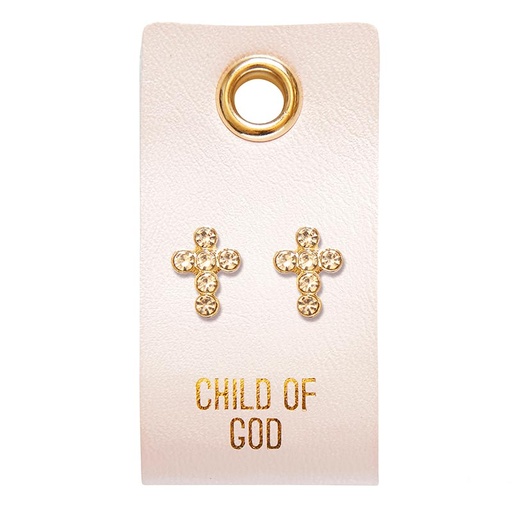 [J5750F] Stud Earrings Circle Cross Child of God