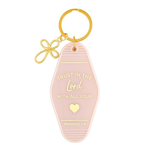 [J0076F] Keytag Trust In The Lord Pink Plastic