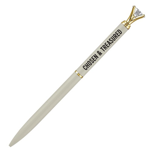 [N1453F] Mini Gem Pen Chosen & Treasured White
