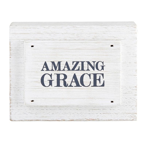 [N2372F] Block Amazing Grace Whitewashed Wood