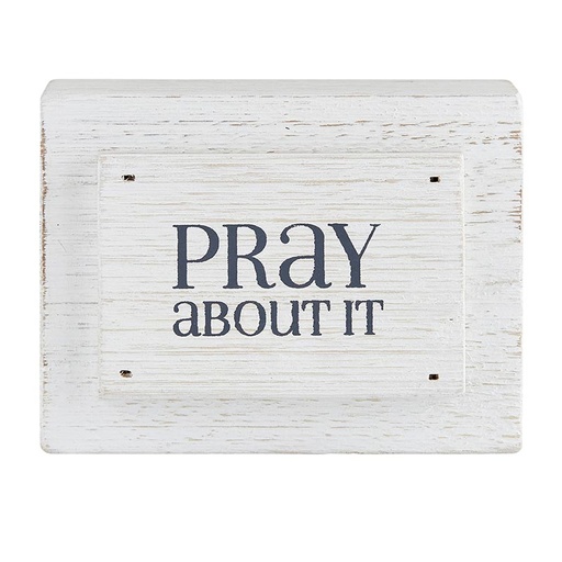 [N2371F] Block Pray About It Whitewashed Wood