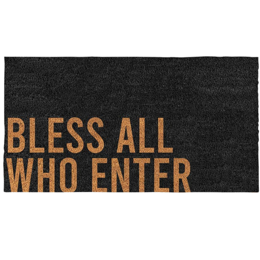 [N1441F] Doormat Bless All Who Enter Black Coir