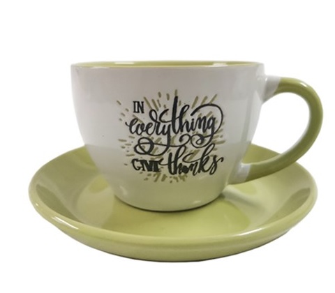 [GEMG5955-OM] Mug With Plate Set In Everything Give Thanks