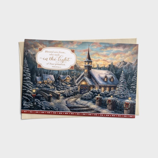 [U2397] GC: Christmas Boxed T Kinkade Blessed Church (Dark Blue)