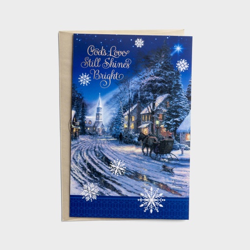 [U2398] GC: Christmas Boxed TKinkade God's Love Shines (Dark Blue)