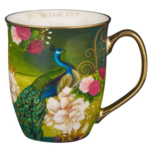 [MUG1019] Mug Blessed Peacock Jeremiah 17:7