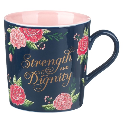 [MUG991] Mug Strength & Dignity Pink Rose