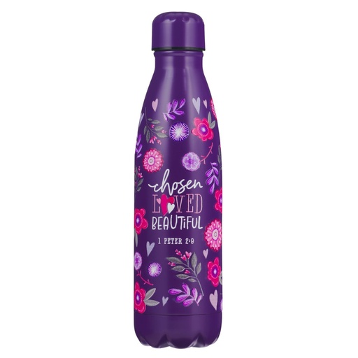 [FLS109] Water Bottle Chosen Loved Beautiful Purple Floral