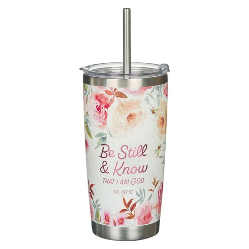 [SMUG277] Tumbler Be Still & Know White With Floral