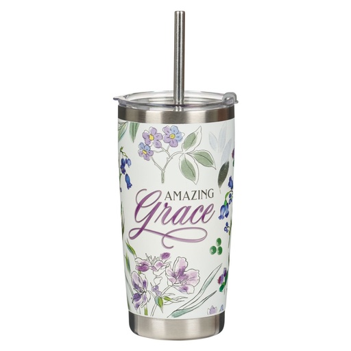 [SMUG275] Tumbler Amazing Grace White & Flowers