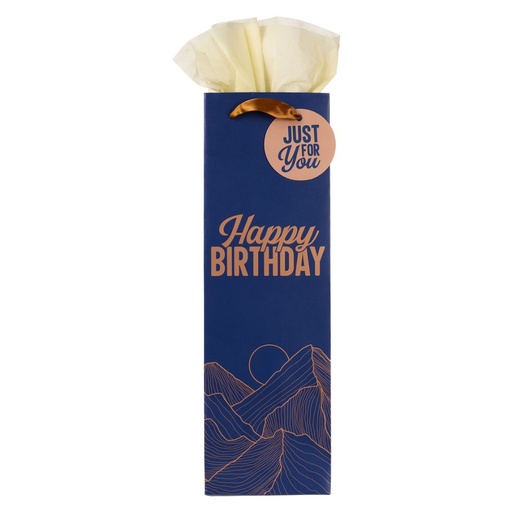[GBA371] Bottle Gift Bag Happy Birthday Blue