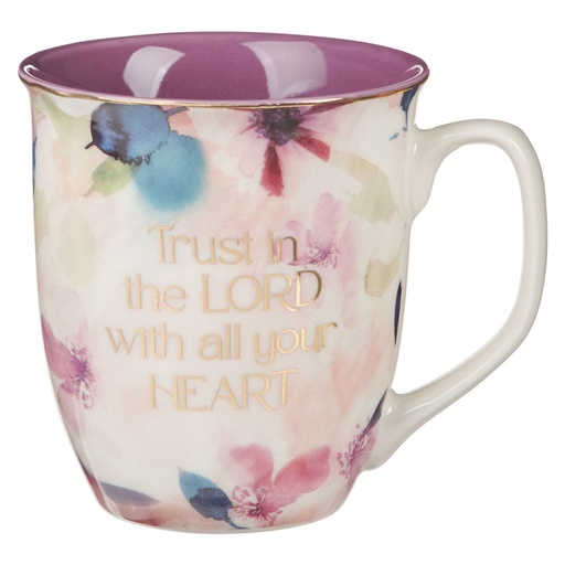 [MUG1095] Mug Trust In The Lord Purple Bloom Ceramic