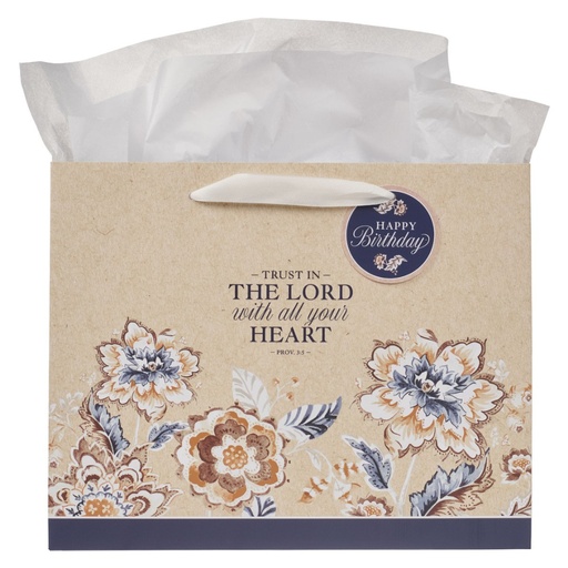 [GBA431] Gift Bag Large Trust In The Lord Brown & Navy Landscape