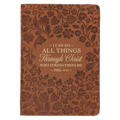 [JL724] Journal I Can Do All Things Honey Brown Zip