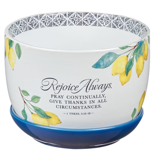 [HK013] Planter Pot With Saucer Rejoice Always Lemons