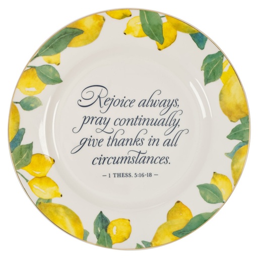 [HK009] Plate Rejoice Always Lemons Ceramic