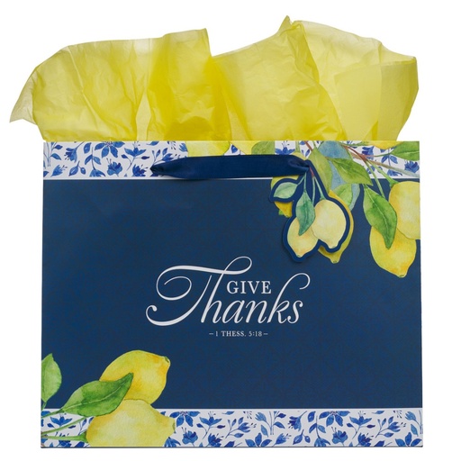 [GBA402] Gift Bag Large Give Thanks  Lemons Landscape