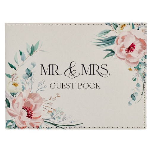 [GST44] Guest Book Medium Mr & Mrs Peach Floral