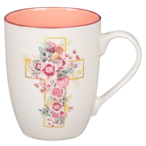 [MUG1061] Mug Pink Floral Cross