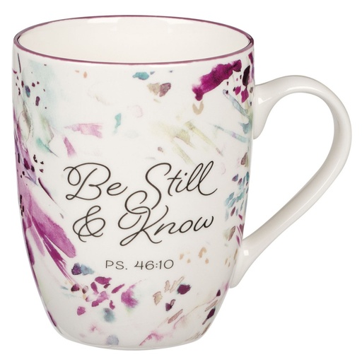 [MUG1059] Mug Be Still & Know Abstract Purple Floral