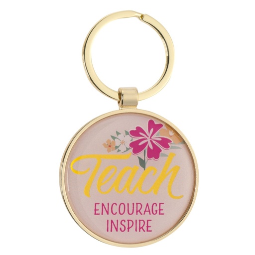 [KRG076] Keychain Teach Encourage Inspire Pink Flower