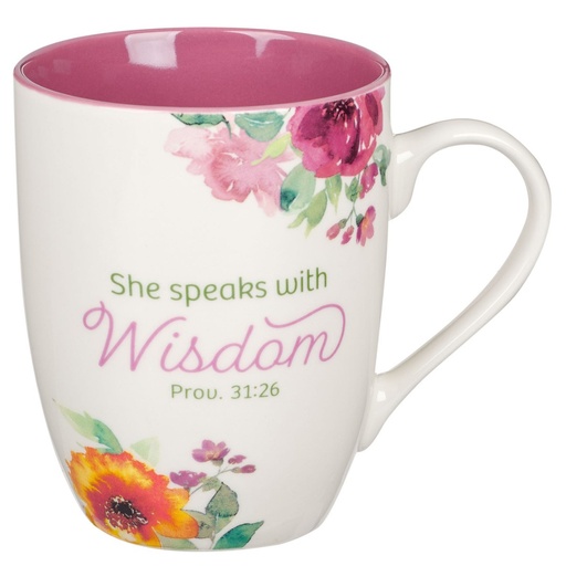 [MUG1054] Mug She Speaks With Wisdom Pink Floral 