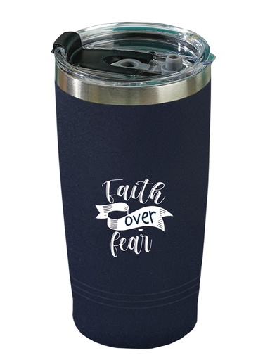 [GEWB5463-OM] Tumbler Mug Faith Over Fear Blue SS