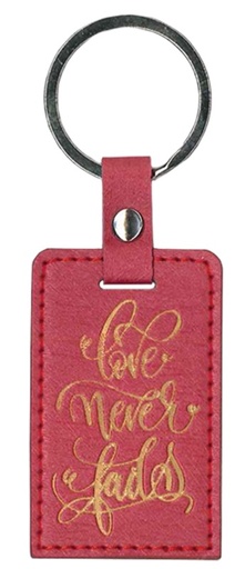 [SELKC5945-OM] Keyring Love Never Fails Red Luxleather
