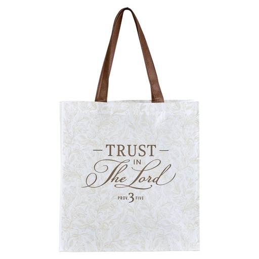 [TOT161] Tote Bag Trust In The Lord Brown/White