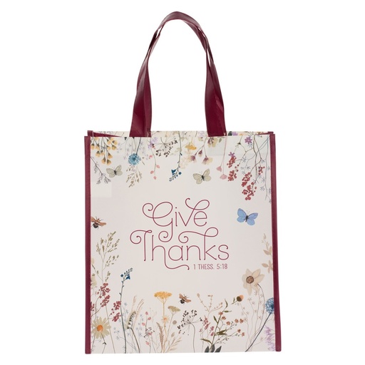 [TOT156] Tote Bag Give Thanks Floral