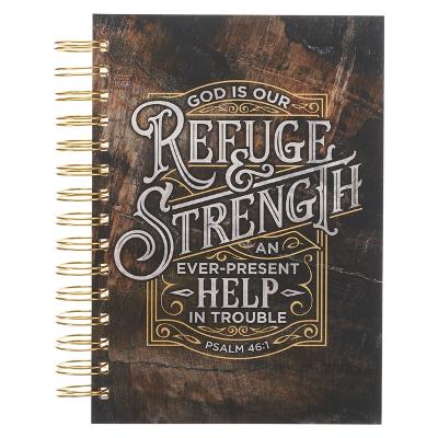 [JLW154] Journal Refuge & Strength Brown Wirebound