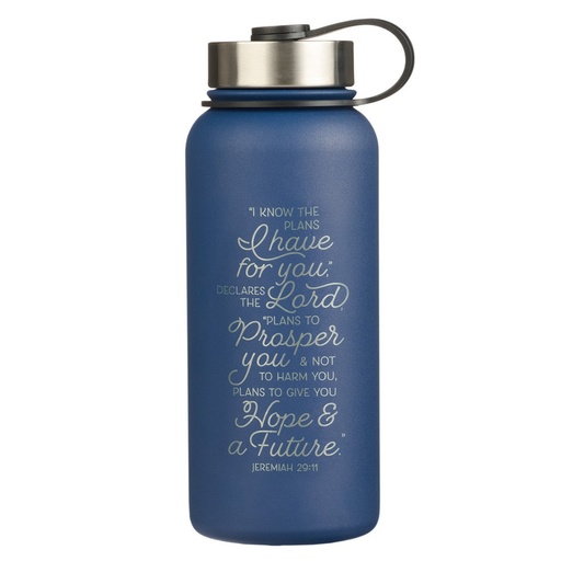 [FLS084] Water Bottle Jeremiah 29v11 Blue SS