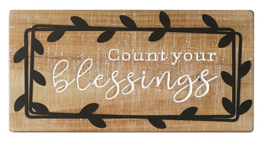 [XCM234314] Plaque Count Your Blessings Wood & Metal