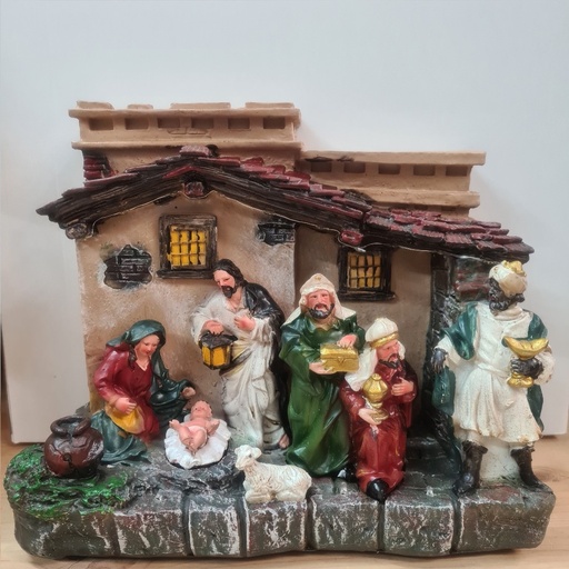 [FQK18046] Nativity Polyresin LED Light Stable 24cm
