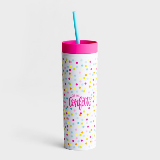 [J9518] Tumbler Cue The Confetti With Straw