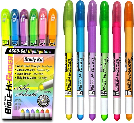 [89076G] Highlighter Accu-Gel Bible Hi-Glider Study Kit 6