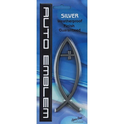 [AE-105-S] Auto Emblem Fish Cross Large Silver