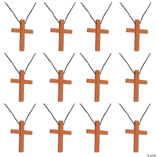 [24/1250SINGLE] Wooden Cross Necklace With Nylon Cord Single