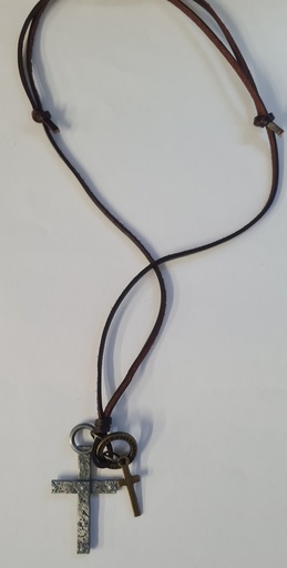 [1115] Cross Necklace Leather